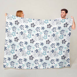 Floral Pattern in blue and turkooise Fleece Deken