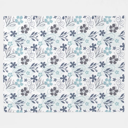 Floral Pattern in blue and turkooise Fleece Deken (Voorkant (Horizontaal))