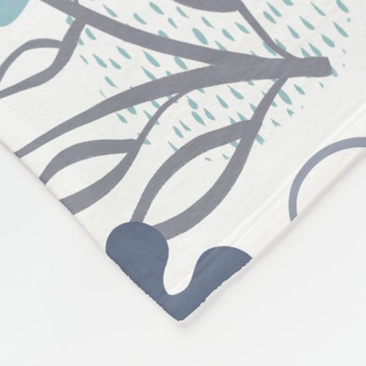 Floral Pattern in blue and turkooise Fleece Deken (Hoek)