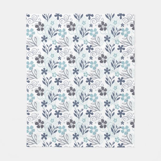 Floral Pattern in blue and turqouise Fleece Deken (Voorkant)