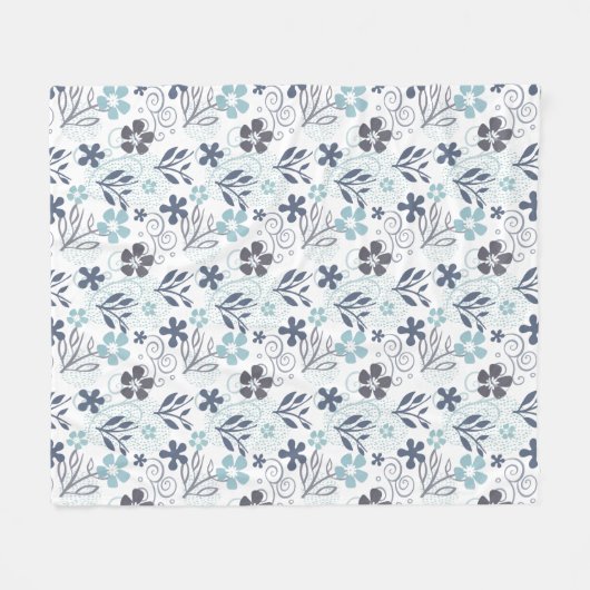 Floral Pattern in blue and turqouise Fleece Deken (Voorkant (Horizontaal))