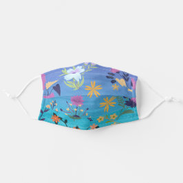 Floral Pattern in Blue Textured Ombre Stoffen Mondkapje