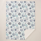 Floral Pattern in blue white and turkooise Sherpa Deken (Voorkant)
