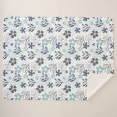 Floral Pattern in blue white and turkooise Sherpa Deken (Voorkant (horizontaal))