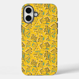 Floral Pattern in  delicate branches and buds iPhone 16 Plus Hoesje