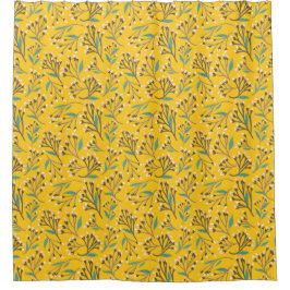 Floral Pattern in  delicate branches and buds Douchegordijn