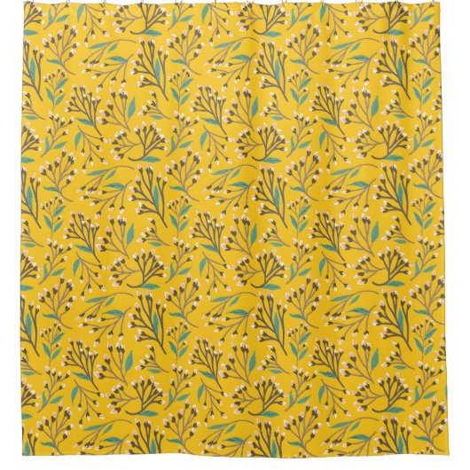 Floral Pattern in  delicate branches and buds Douchegordijn (Voorkant)