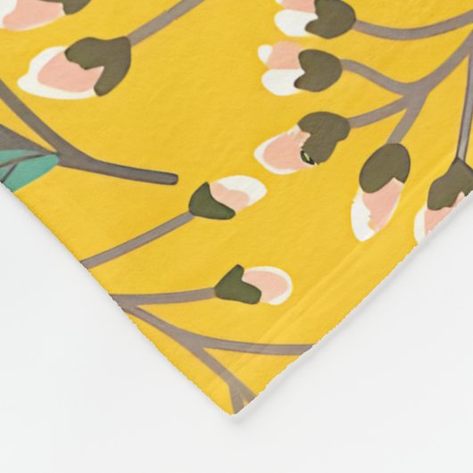 Floral Pattern in  delicate branches and buds Fleece Deken (Hoek)