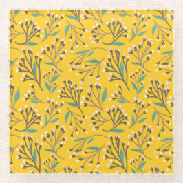 Floral Pattern in  delicate branches and buds Glazen Onderzetter