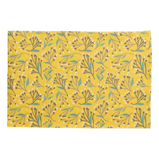 Floral Pattern in  delicate branches and buds Kussensloop (Achterkant-Links)