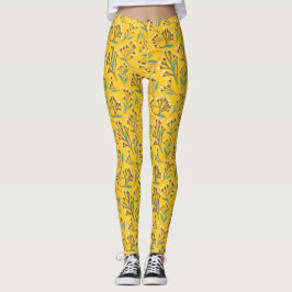 Floral Pattern in  delicate branches and buds Leggings