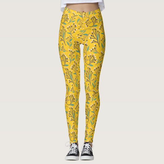 Floral Pattern in  delicate branches and buds Leggings (Voorkant)