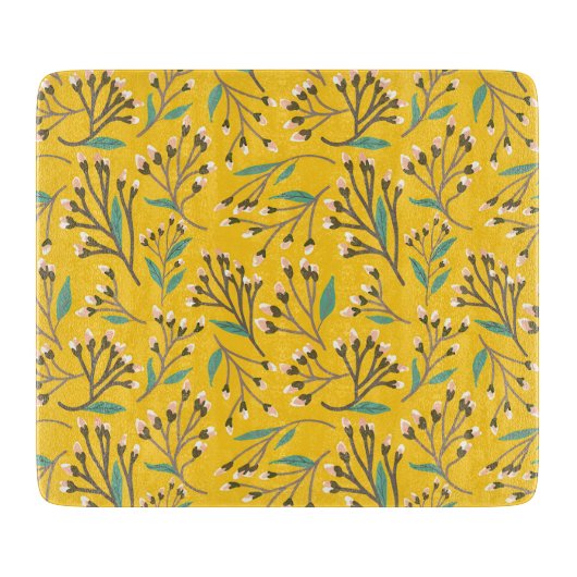 Floral Pattern in  delicate branches and buds Snijplank (Voorkant)