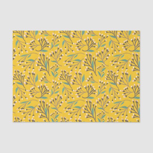 Floral Pattern in  delicate branches and buds Tissuepapier (Voorkant)