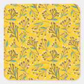 Floral Pattern in  delicate branches and buds Vierkante Sticker (Voorkant)