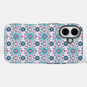 Floral Pattern in Hibiscus and Turquoise Case-Mate iPhone Case (Achterkant (horizontaal))