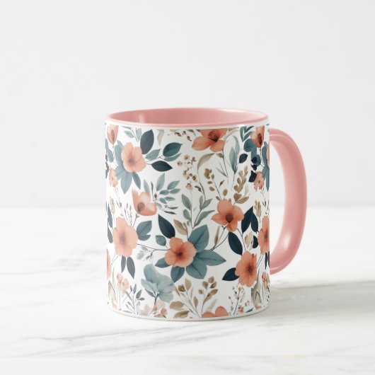 Floral Pattern in Pastel Tones Mok (Voorkant rechts)