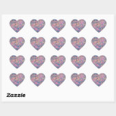 Floral Pattern in Pink and Blue Hart Sticker (Vel)