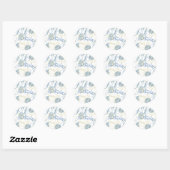 Floral Pattern in Slate Blue Ronde Sticker (Vel)