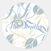 Floral Pattern in Slate Blue Ronde Sticker (Voorkant)