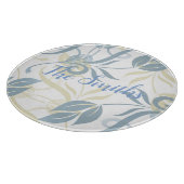 Floral Pattern in Slate Blue Snijplank (Hoek)