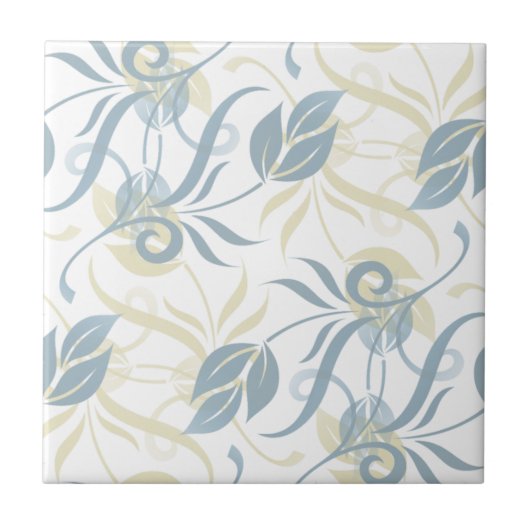 Floral Pattern in Slate Blue Tegeltje (Voorkant)