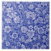  Floral Pattern in Vibrant Blue Tegeltje (Voorkant)