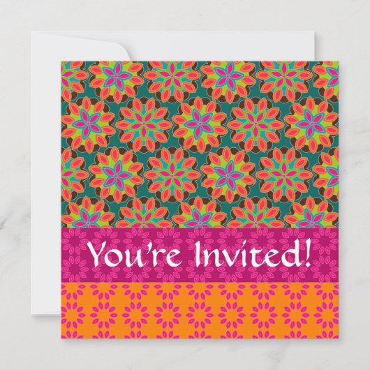 Floral Pattern Invitation Kaart (Voorkant)