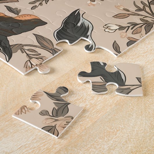 Floral Pattern Jigzaag Puzzle Legpuzzel (Zijkant)