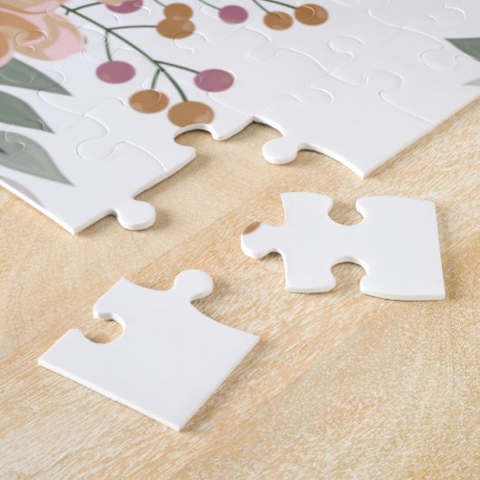Floral Pattern Jigzaag Puzzle Legpuzzel (Zijkant)