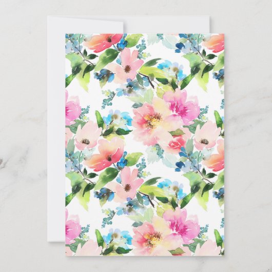 Floral Pattern, kleurrijke Waterverf | Dank u wel Bedankkaart (Achterkant)