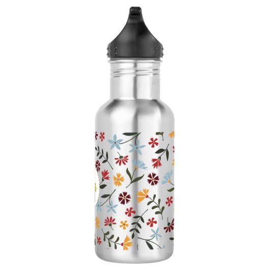 Floral Pattern, kleurrijke Waterverf, gepersonalis Waterfles (Rechts)