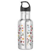 Floral Pattern, kleurrijke Waterverf, gepersonalis Waterfles (Achterkant)