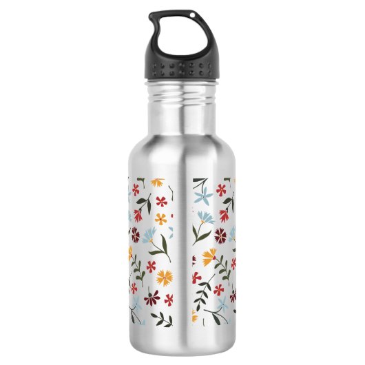 Floral Pattern, kleurrijke Waterverf, gepersonalis Waterfles (Achterkant)