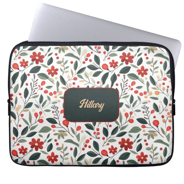 Floral Pattern Laptop Sleeve (Voorkant)
