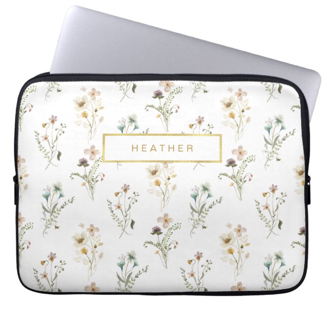 Floral Pattern Laptop Sleeve (Voorkant)