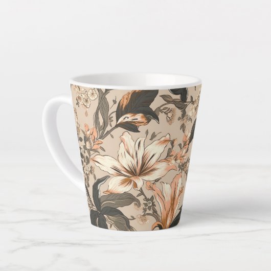 Floral Pattern Latte Mok (Linkerhoek)