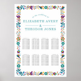 Floral Pattern Lijst Mexican Wedding Seating Chart Poster