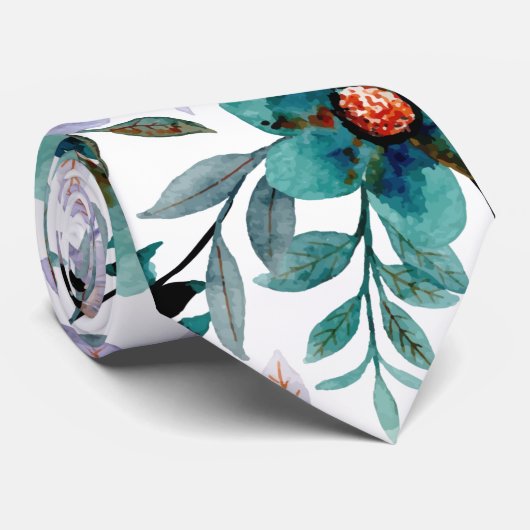 Floral Pattern Lila Waterverf Emerald Stropdas (Opgerold)