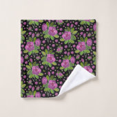 Floral Pattern Lilac Pink Green Black Bad Handdoek (Wasdoekje)