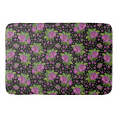 Floral Pattern Lilac Pink Green Black Badmat (Voorkant)