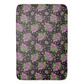 Floral Pattern Lilac Pink Green Black Badmat (Voorkant Verticaal)