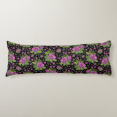 Floral Pattern Lilac Pink Green Black Lichaamskussen (Voorkant)