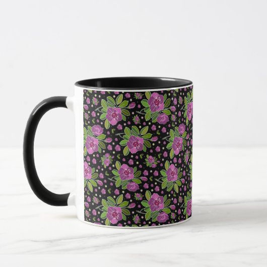 Floral Pattern Lilac Pink Green Black Mok (Links)