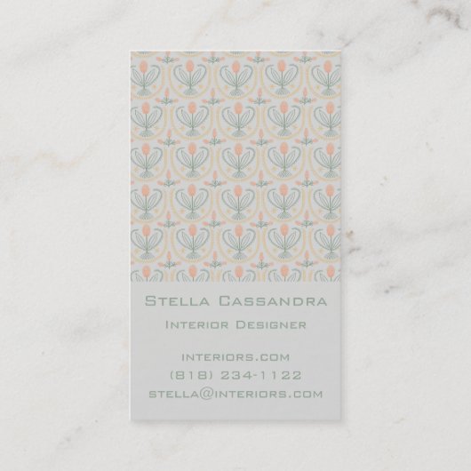 Floral Pattern Lucile Tegels Soft Grey Visitekaartje (Achterkant)