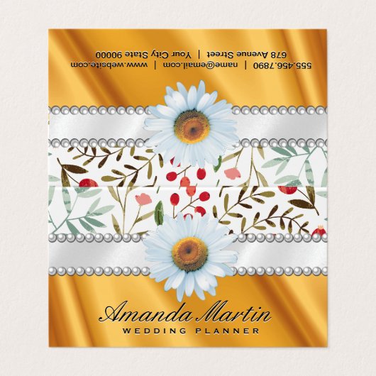 Floral Pattern | Lux Gold Silk Drapery Visitekaartje (Buitenkant ongevouwen)