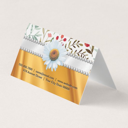 Floral Pattern | Lux Gold Silk Drapery Visitekaartje (Achterkant)