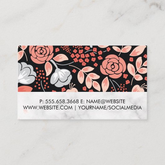 Floral Pattern Marble Visitekaartje (Achterkant)