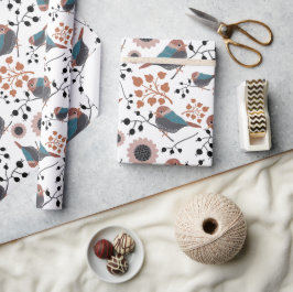 Floral Pattern Mauve Blue Pink Cadeaupapier