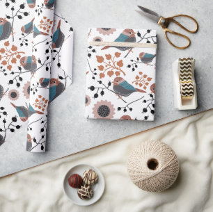 Floral Pattern Mauve Blue Pink Cadeaupapier